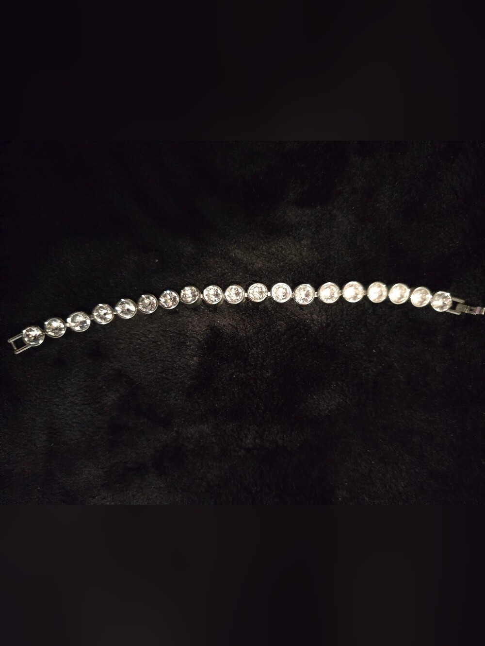 Touchstone Crystal Silver Round-Cut Crystal Tennis Bracelet